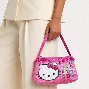 HELLO KITTY 2013 Sanrio Ruffled Barbie Pink Satin Polka Dot Hobo Purse Bag